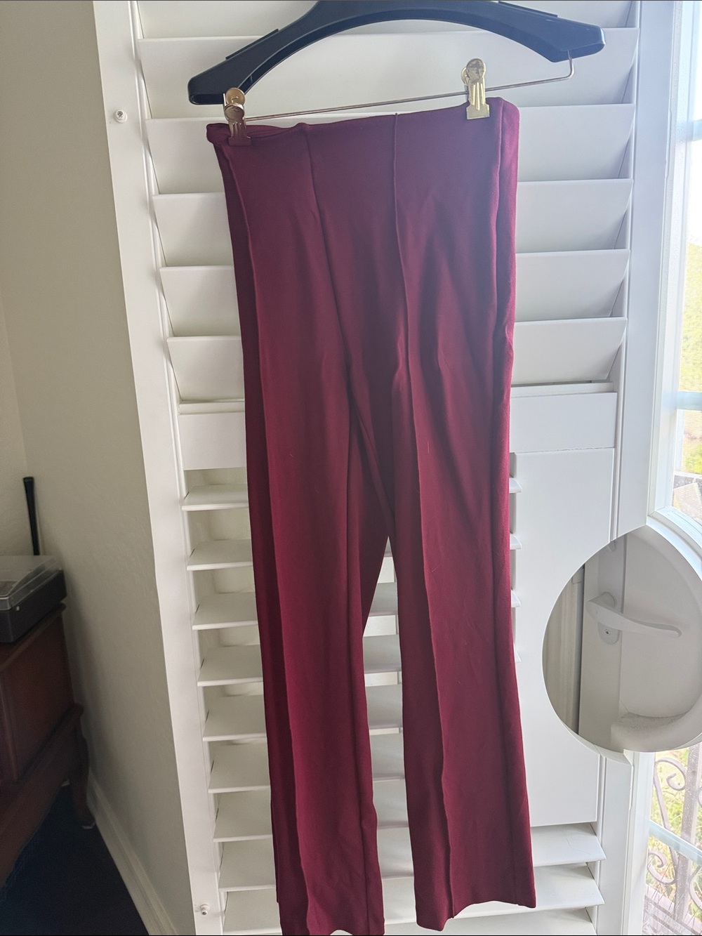 Philosophy Wide-Leg High-Rise Pants — Burgundy